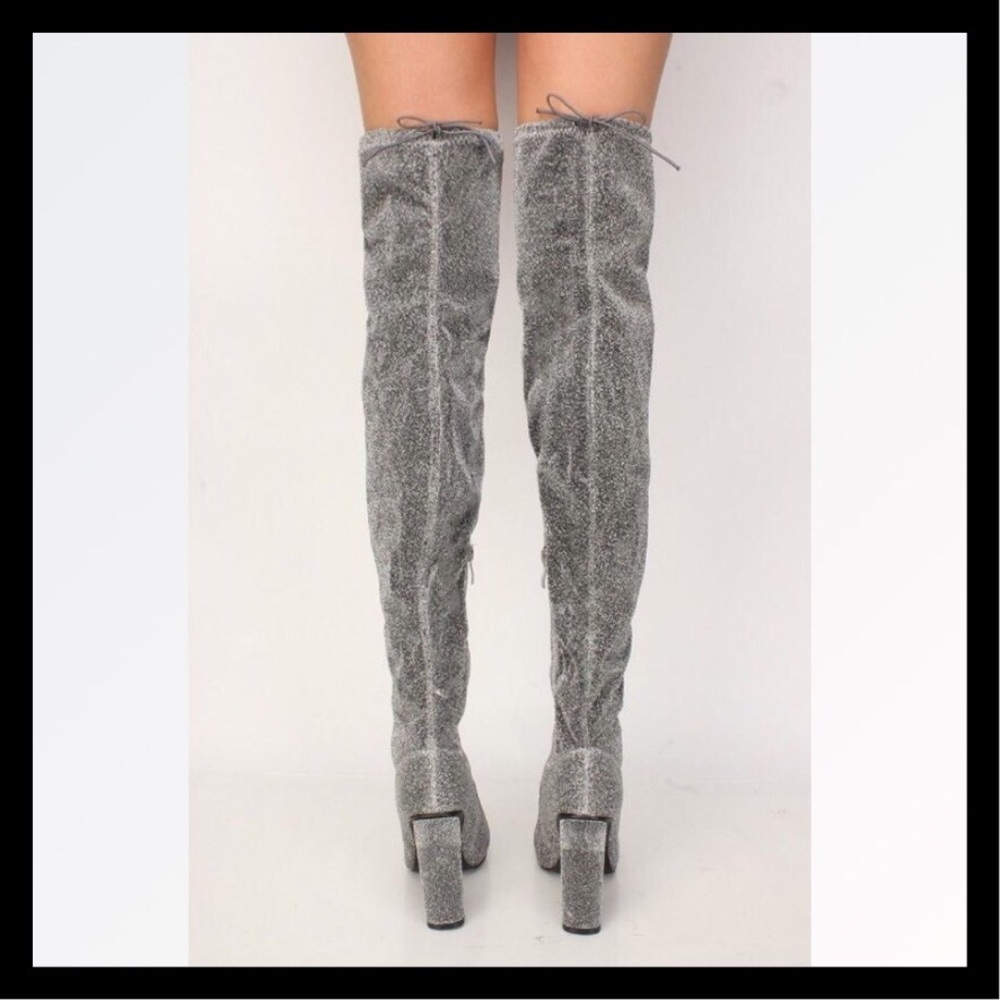 ❤️Size 10 Sexy Shimmer Thigh High Boots NIB - Picture 4 of 5